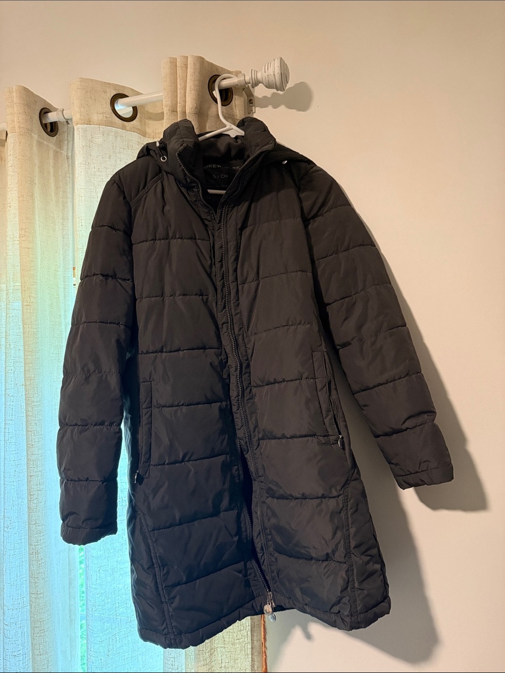 Andrew Marc Black Long Puffer Coat with Hood